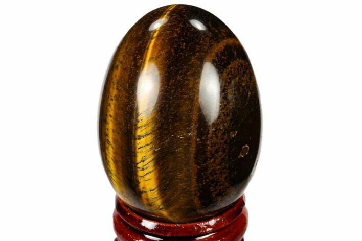 2" Polished Tiger's Eye Egg With Stand - Photo 1